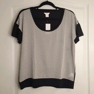 Joe Fresh Black White Polka Dot Blouse Sheer NEW
